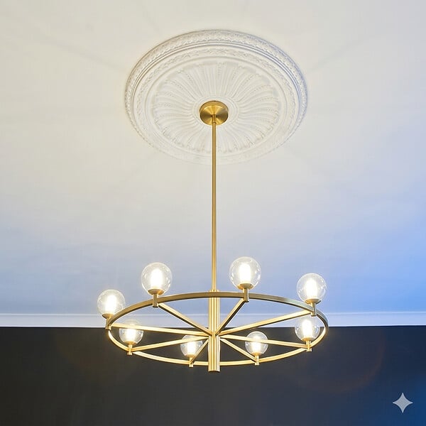 SANS - Rosace plafond 88,6 cm R036 - Polyuréthane - large