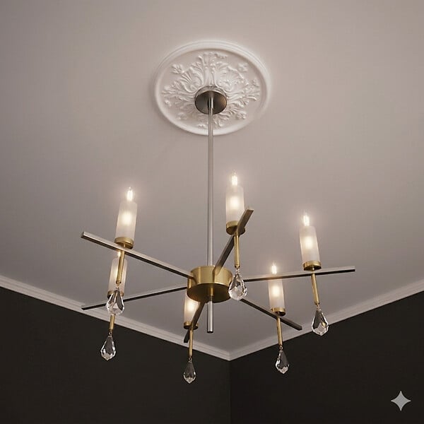 SANS - Rosace plafond 39,4 cm R030 - Polyuréthane - large
