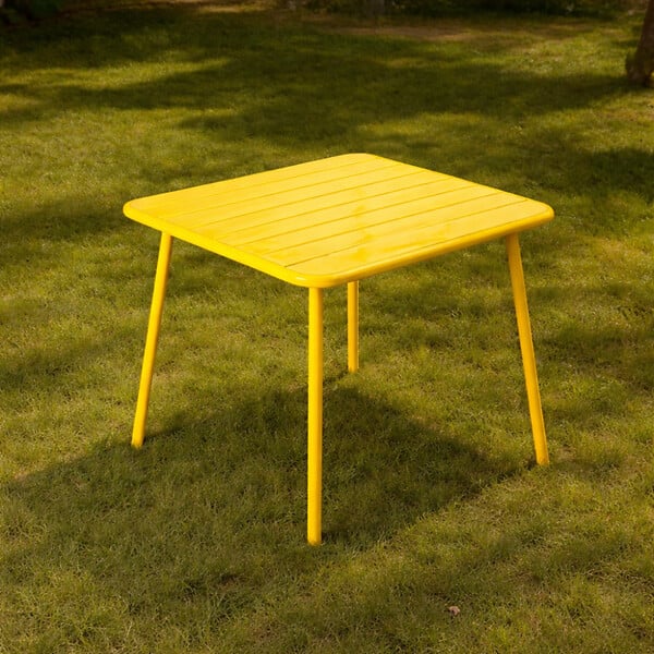 CONCEPT USINE - Table carrée 4 places 70x70cm jaune BERGAME - large