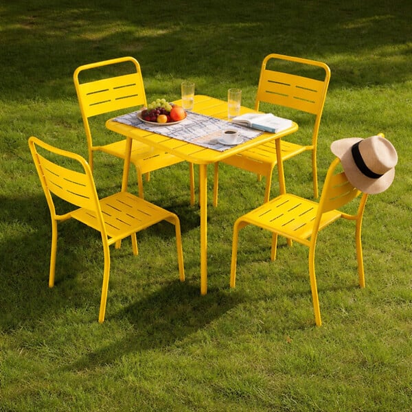 CONCEPT USINE - Table carrée 4 places 70x70cm jaune BERGAME - large