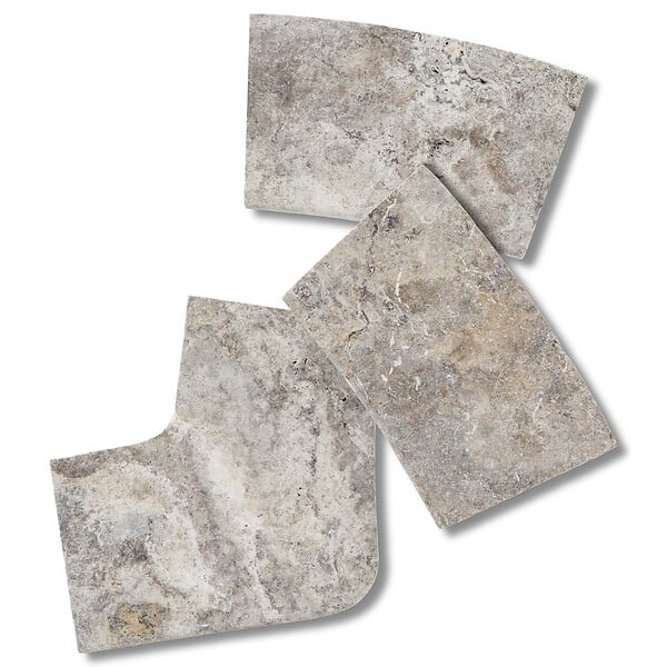 RO'MA NATURE - Margelles pour escalier roman Travertin Gris Silver 150x33x3 cm Bord 1/2 Rond (à l'unité) - large