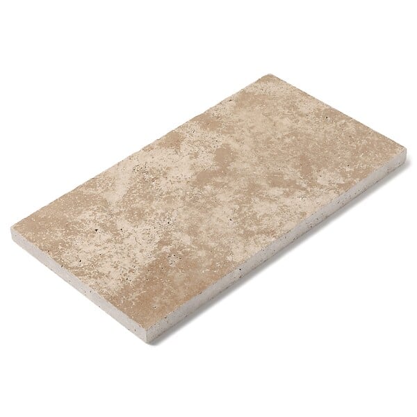 RO'MA NATURE - Margelle de piscine Travertin Beige Nuancé 61x33x3 cm Bord Droit (à l'unité) - large