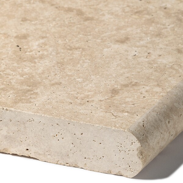 RO'MA NATURE - Margelle de piscine Travertin Beige Nuancé 61x33x3 cm Bord 1/2 Rond (à l'unité) - large