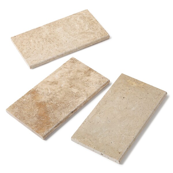 RO'MA NATURE - Margelle de piscine Travertin Beige Nuancé 61x33x3 cm Bord 1/2 Rond (à l'unité) - large