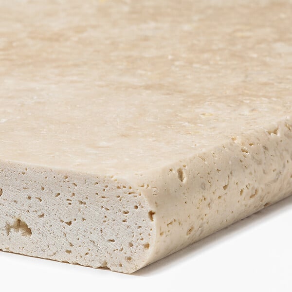 RO'MA NATURE - Margelle de piscine Travertin Beige Clair 100x33x3 cm Bord 1/2 Rond (à l'unité) - large