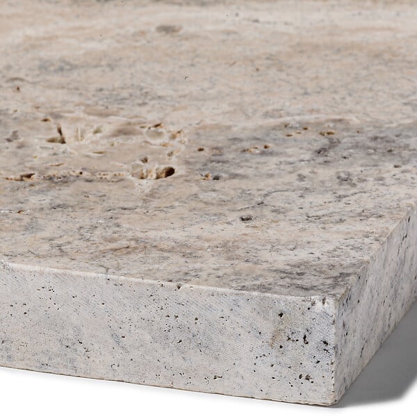 RO'MA NATURE - Margelle de piscine Travertin Gris Silver 61x33x3 cm Bord Droit (à l'unité) - large
