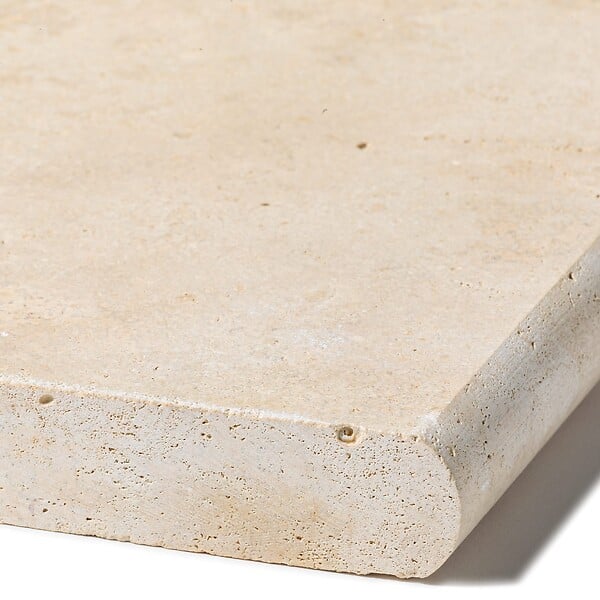 RO'MA NATURE - Margelle de piscine Travertin Beige Clair 61x33x3 cm Bord 1/2 Rond (à l'unité) - large