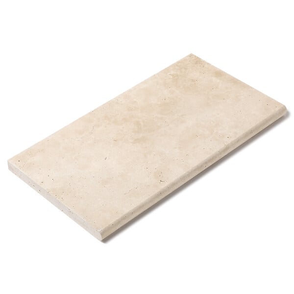 RO'MA NATURE - Margelle de piscine Travertin Beige Clair 61x33x3 cm Bord 1/2 Rond (à l'unité) - large