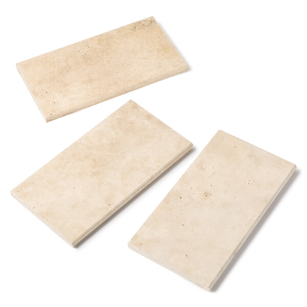 RO'MA NATURE - Margelle de piscine Travertin Beige Clair 61x33x3 cm Bord 1/2 Rond (à l'unité) - large
