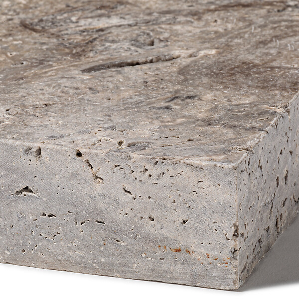 RO'MA NATURE - Margelle de piscine Travertin Gris Silver 61x33x5 cm Bord Droit (à l'unité) - large