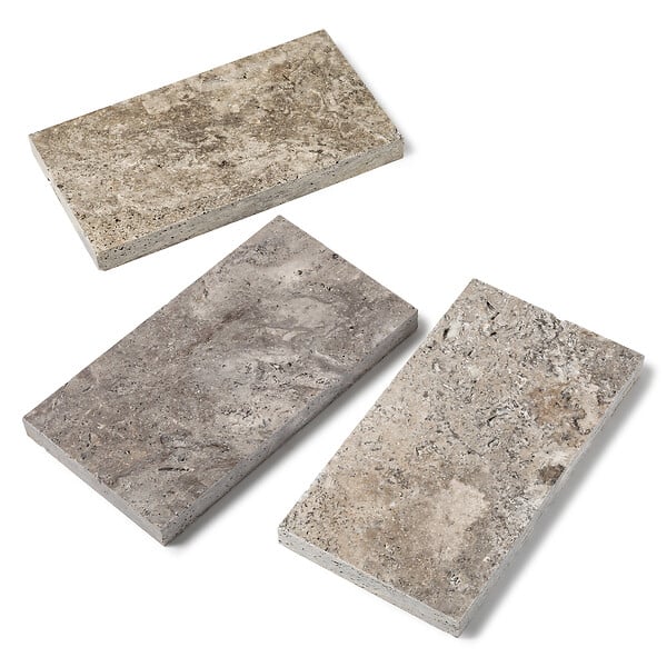 RO'MA NATURE - Margelle de piscine Travertin Gris Silver 61x33x5 cm Bord Droit (à l'unité) - large