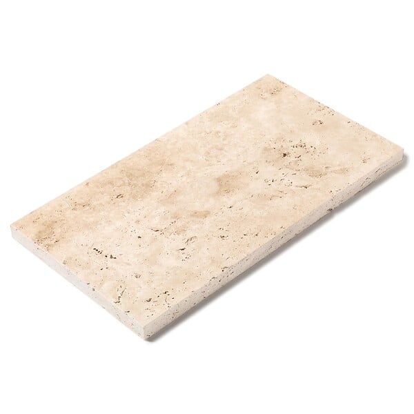 RO'MA NATURE - Margelle de piscine Travertin Beige Clair 61x33x3 cm Bord Droit (à l'unité) - large