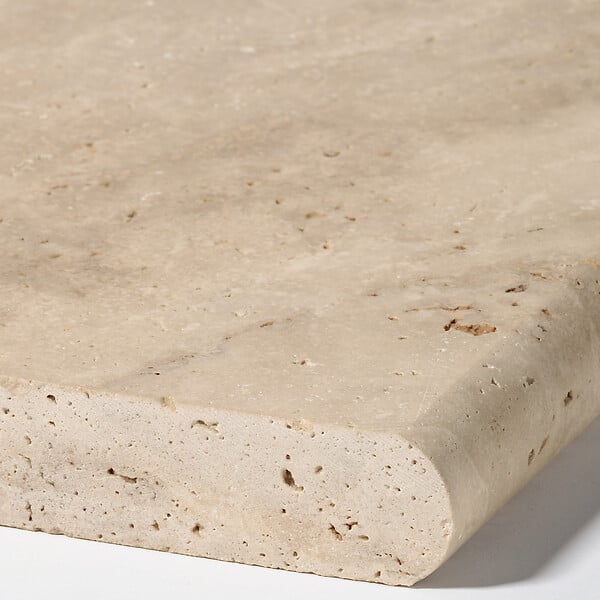 RO'MA NATURE - Margelle de piscine Travertin Beige Nuancé 100x33x3 cm Bord 1/2 Rond (à l'unité) - large