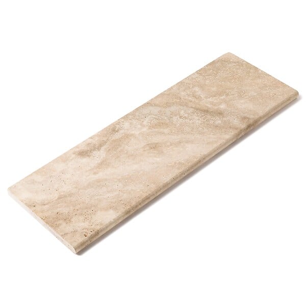 RO'MA NATURE - Margelle de piscine Travertin Beige Nuancé 100x33x3 cm Bord 1/2 Rond (à l'unité) - large