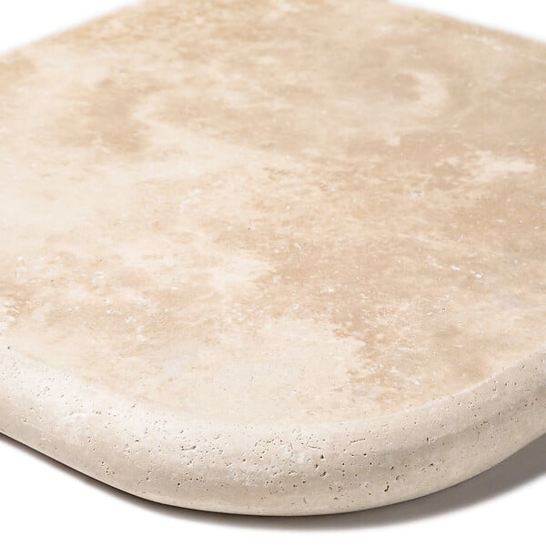RO'MA NATURE - Margelle angle sortant Travertin Beige Clair 33x33x3 cm Bord 1/2 Rond (à l'unité) - large