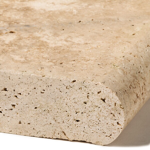 RO'MA NATURE - Margelle de piscine Travertin Beige Nuancé 61x33x5 cm Bord 1/2 Rond (à l'unité) - large