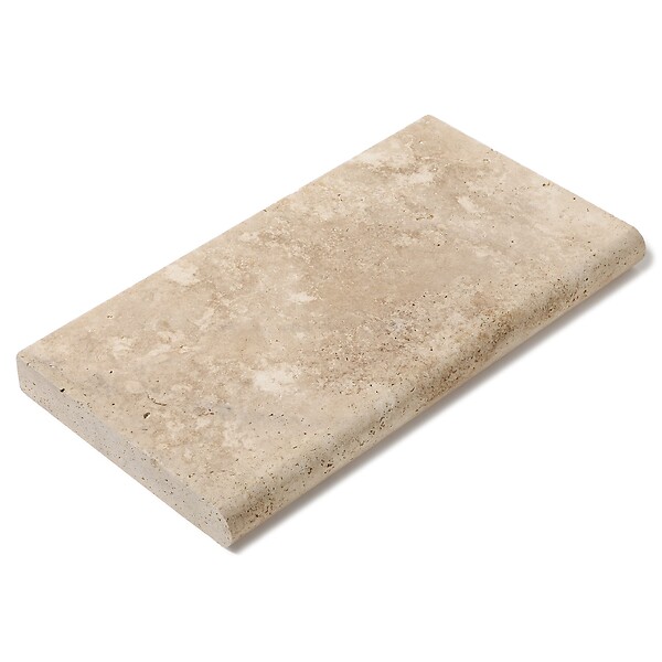 RO'MA NATURE - Margelle de piscine Travertin Beige Nuancé 61x33x5 cm Bord 1/2 Rond (à l'unité) - large