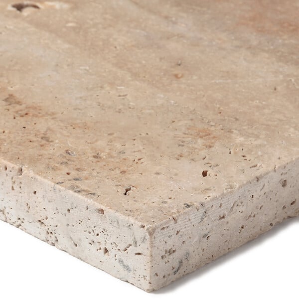 RO'MA NATURE - Margelle de piscine Travertin Beige Nuancé 61x40x3 cm Bord Droit (à l'unité) - large