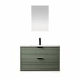 AURLANE - Meuble Salle de Bain Cranté Vert et Noir 80cm - 2 Tiroirs, Vasque et Miroir - MALO - vignette