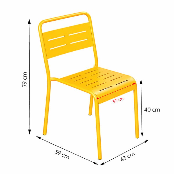 CONCEPT USINE - Ensemble table de jardin 160 cm et 6 chaises jaune BERGAME - large