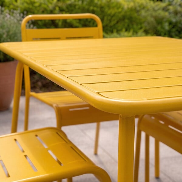 CONCEPT USINE - Ensemble table de jardin 160 cm et 6 chaises jaune BERGAME - large
