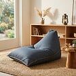 SOO  SANTAI - Fauteuil poire intérieur 140x120x90 cm déhoussable avec poignées et surpiqûres SANS billes Bleu jeans (LBIN140120-1) - vignette