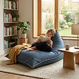 SOO  SANTAI - Fauteuil poire intérieur 140x120x90 cm déhoussable avec poignées et surpiqûres SANS billes Bleu jeans (LBIN140120-1) - vignette