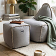 SOO  SANTAI - Fauteuil poire intérieur avec repose pieds 90x60x85/45x60x35 cm AVEC billes Gris (BINDR9080-2-SET), surpiqûres, Gris - vignette
