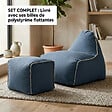 SOO  SANTAI - Fauteuil poire enfant avec repose pieds 75x60x65/45x60x35 cm AVEC billes Bleu jeans (MBINDR3260-1-SET) - vignette