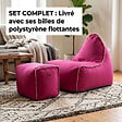 SOO  SANTAI - Fauteuil poire enfant avec repose pieds 75x60x65/45x60x35 cm AVEC billes Rose (MBINDR3260-3-SET) - vignette