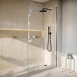 AURLANE - Receveur de Douche à Carreler 140x80cm avec Bonde à Sortie Horizontale - Grille Noire - vignette