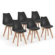 ID MARKET - Lot de 6 chaises scandinaves SARA noires pour salle à manger - vignette