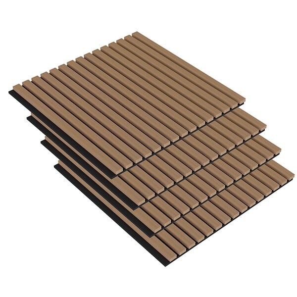 AICA SANITAIRE - Panneaux décoratifs AICA, panneaux muraux en MDF imitation bois, lot de 4, 60 x 60 cm, Teinte chêne foncé - large
