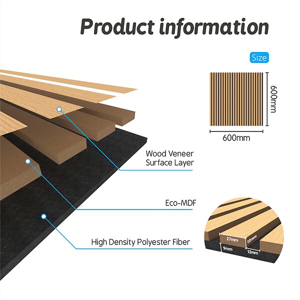 AICA SANITAIRE - Panneaux décoratifs AICA, panneaux muraux en MDF imitation bois, lot de 4, 60 x 60 cm, Teinte chêne foncé - large