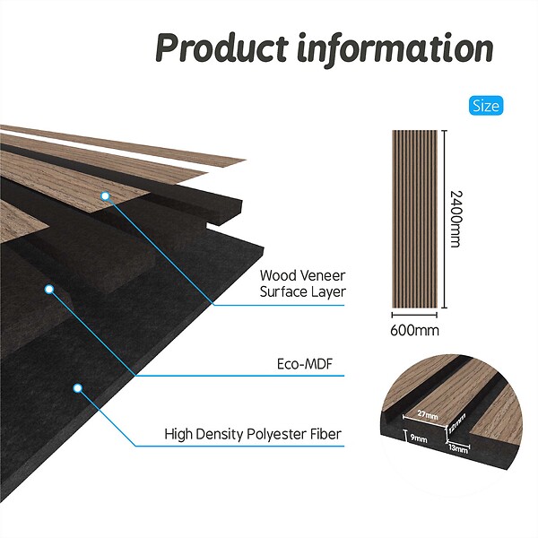 AICA SANITAIRE - Panneaux décoratifs AICA, panneaux muraux en MDF imitation bois, lot de 3, 240 x 60 cm, Teinte chêne noyer - large