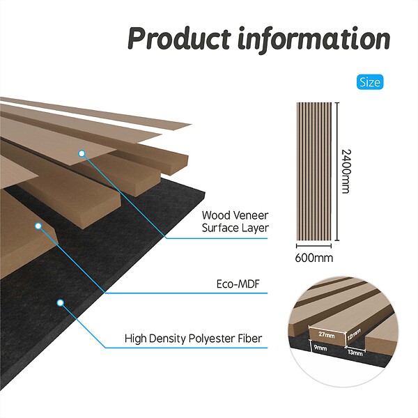 AICA SANITAIRE - Panneaux décoratifs AICA, panneaux muraux en MDF imitation bois, lot de 2, 240 x 60 cm, couleur chêne clair - large