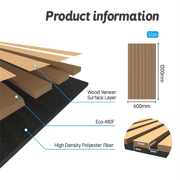 AICA SANITAIRE - Panneaux décoratifs AICA, panneaux muraux en MDF imitation bois, lot de 2, 120 x 60 cm, Teinte chêne foncé - large