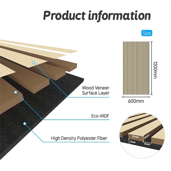 AICA SANITAIRE - Panneaux décoratifs AICA, panneaux muraux en MDF imitation bois, lot de 2, 120 x 60 cm, Teinte chêne naturel - large