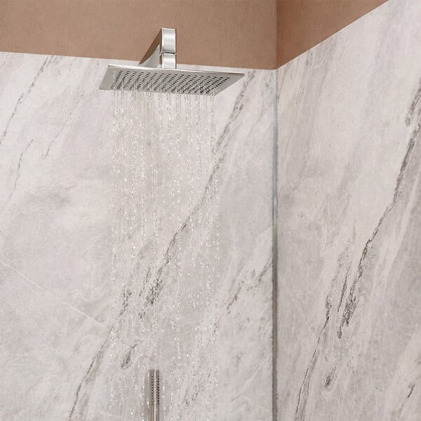 AURLANE - Pack 3 Panneaux Muraux Pierre Artic Storm 80(x2)+100x210cm + Profilés Chrome - STONE'IT - large