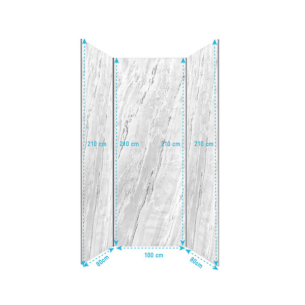 AURLANE - Pack 3 Panneaux Muraux Pierre Artic Storm 80(x2)+100x210cm + Profilés Chrome - STONE'IT - large