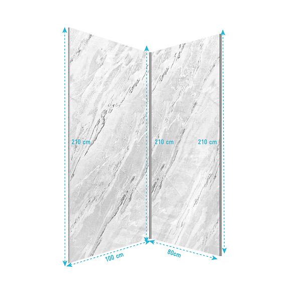 AURLANE - Pack 2 Panneaux Muraux Pierre Artic Storm 80+100x210 + Profilés Chrome - STONE'IT - large