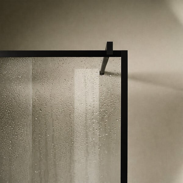 AURLANE - Paroi de Douche 120x200cm - Verre trempé 6mm - Encadrement Ultra-fin Sérigraphié - Finition Noir - large