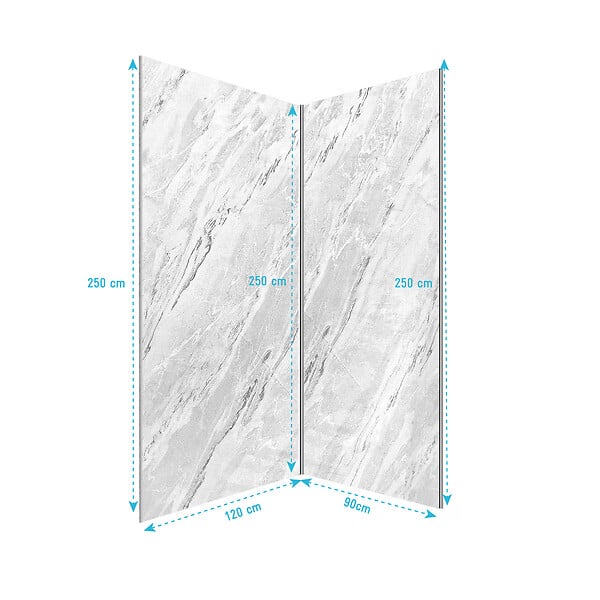 AURLANE - Pack 2 Panneaux Muraux Pierre Artic Storm 90+120x250 + Profilés Chrome - STONE'IT - large