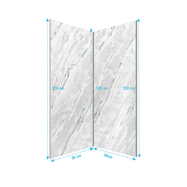 AURLANE - Pack 2 Panneaux Muraux Pierre Artic Storm 90x250cm + Profilés Chrome - STONE'IT - large