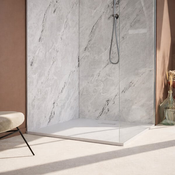 AURLANE - Pack 2 Panneaux Muraux Pierre Artic Storm 100x210cm + Profilés Chrome - STONE'IT - large