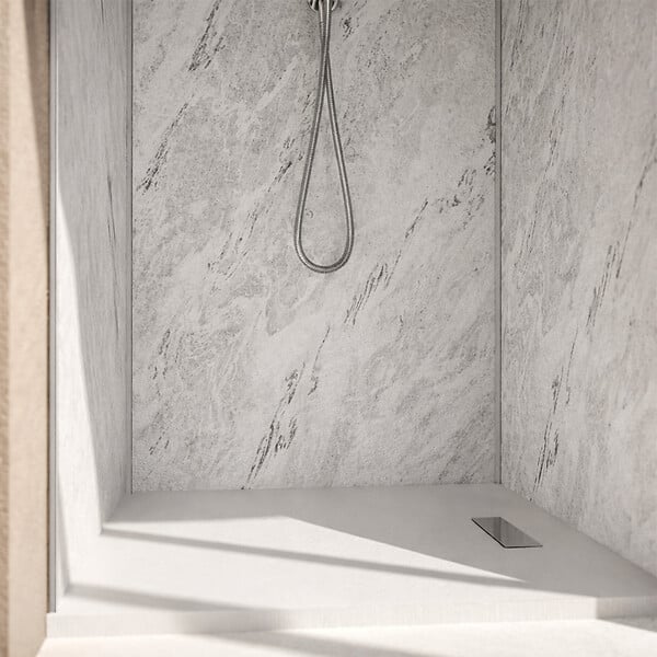 AURLANE - Pack 3 Panneaux Muraux Pierre Artic Storm 90x250 cm + Profilés Chrome - STONE'IT - large