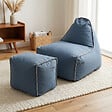SOO  SANTAI - Fauteuil poire intérieur avec repose pieds 90x60x85/45x60x35 cm SANS billes Bleu jeans (BINDR9080-1) - vignette