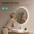 EMKE - EMKE Miroir de salle de bain LED rond diamètre 60 cm, Anti-buée, Rétro-éclairage sans cadre, Interrupteur Tactile, 3 Couleurs de Lumière - vignette
