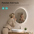 EMKE - EMKE Miroir de salle de bain LED rond diamètre 50 cm, Anti-buée, Rétro-éclairage sans cadre, Interrupteur Tactile, 3 Couleurs de Lumière - vignette