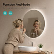 EMKE - EMKE Miroir de salle de bain LED rond diamètre 80 cm, Anti-buée, Rétro-éclairage sans cadre, Interrupteur Tactile, 3 Couleurs de Lumière - vignette